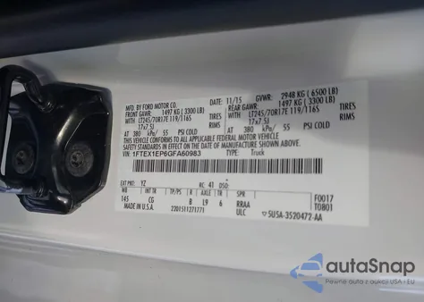 2016 Ford F-150 Xl z USA, uszkodzony, nr VIN 1FTEX1EP6GFA60983